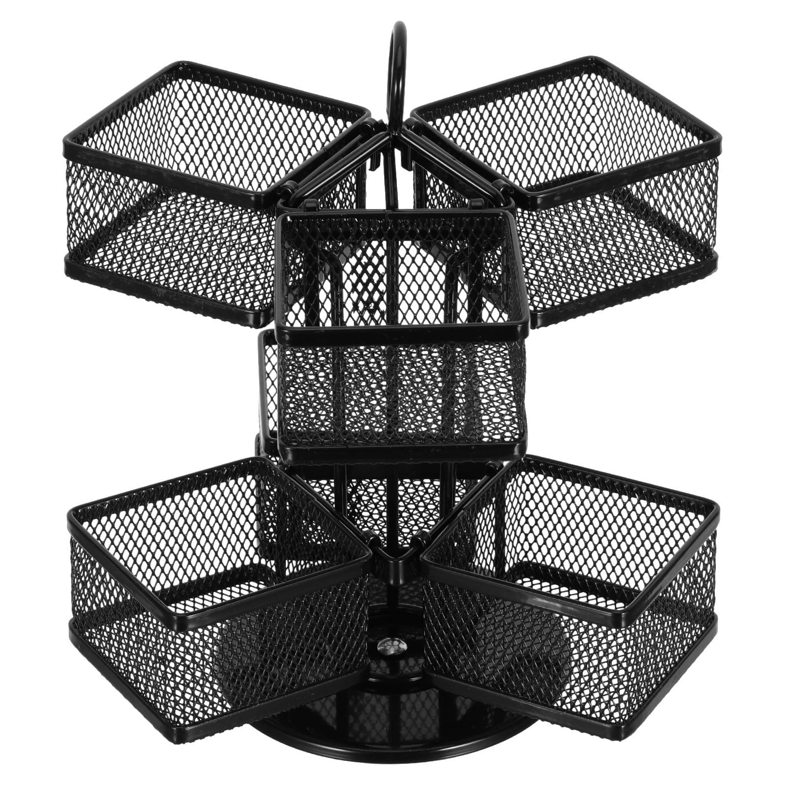 Organizador Giratorio para Bolsitas de Té 6 Compartimentos Extraíbles de Hierro Negro, Práctico para Encimera de Cocina y Dormitorio, Mantiene el Té Fresco