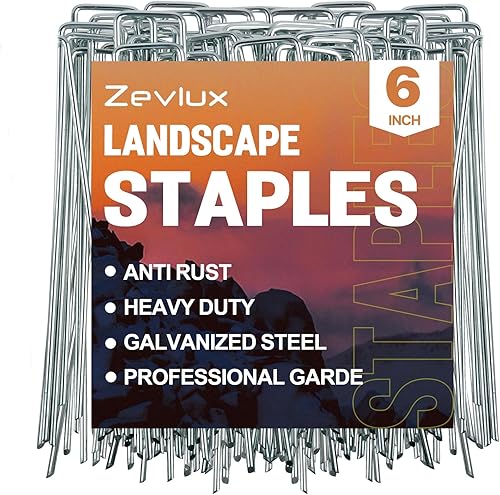 50 grapas de jardín de 5 pulgadas, estacas galvanizadas de calibre 12, pasadores de césped resistentes para vallas, césped, barreras de malezas y