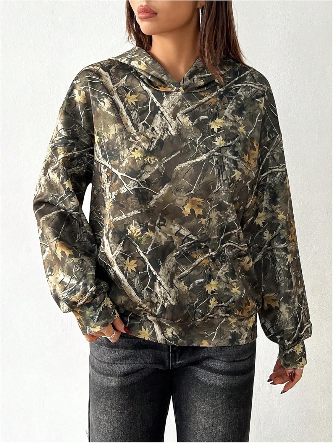 Women's Y2k Camo Hoodie Vintage Long Sleeve Loose Pullover Tops Hooded Sweatshirt Jackets Streetwear - Image 3