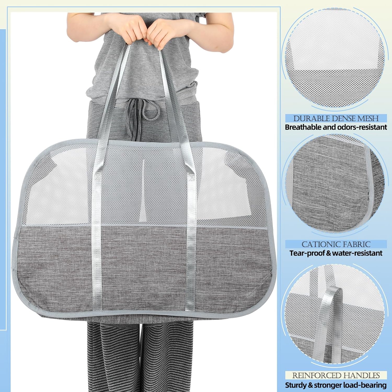 4 Pcs Collapsible Laundry Baskets, 95L Mesh Pop up Laundry Hampers with Handles Large Foldable Basket, Dirty Clothes Basket for Clothes & Home Organization