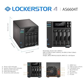 Asustor AS6604TT NAS 4ベイ Amazon.co.jp: ASUSTOR Lockerstor 4 AS6604T | 4ベイ NASキット
