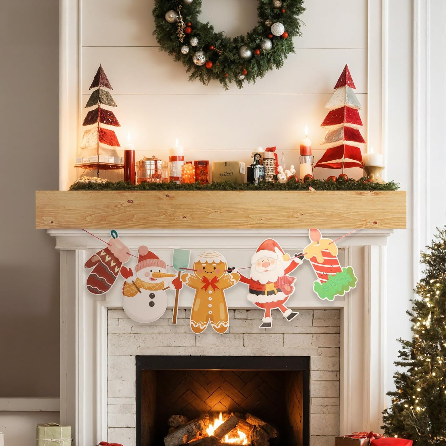 Acovy Floating Fireplace Mantel Shelves, 72x8x5 Inches Natural Wooden Floating Shelf for Over Fireplace, Wall-Mounted Mantel Shelf for Living Room and Home Decor, Rustic Natural