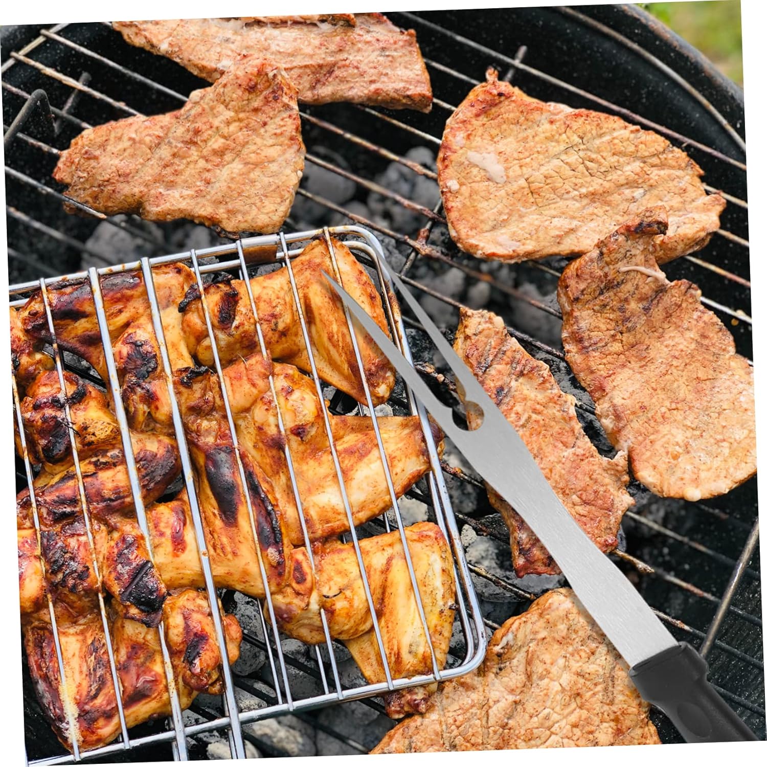 1set Stainless Steel BBQ Tool Barbecue Utensils Kit for Outdoor Grilling Easy to Store Use for Parties and Camping