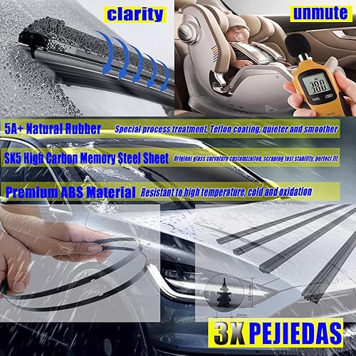 Miniatura 4 de 3 limpiaparabrisas para Lexus GX470 2003-2009, limpiaparabrisas delantero + limpiaparabrisas trasero, estilo original de equipo original (22 + 21 +