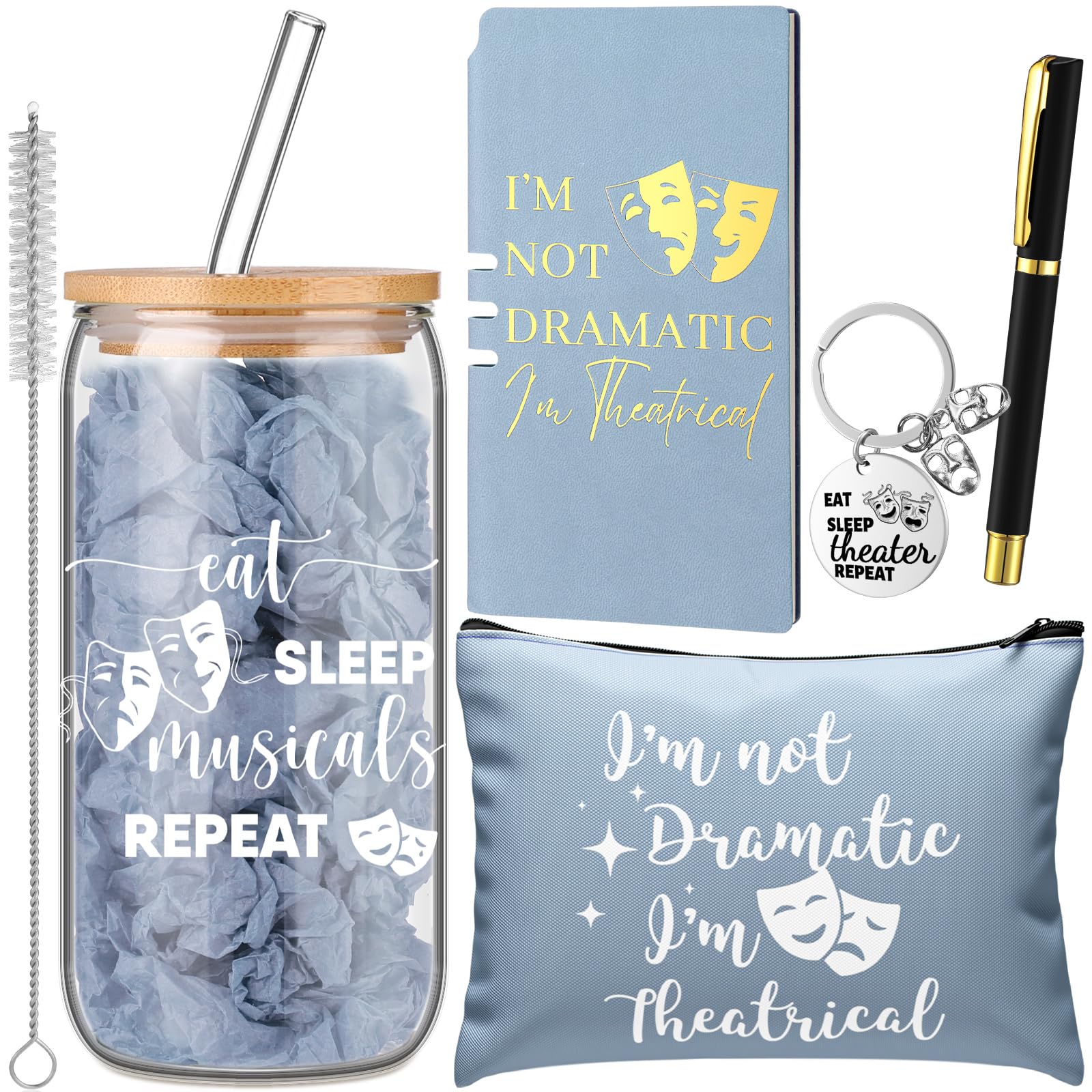 Cuaderno de cuero y taza de teatro para organizar ensayos sin estrés
