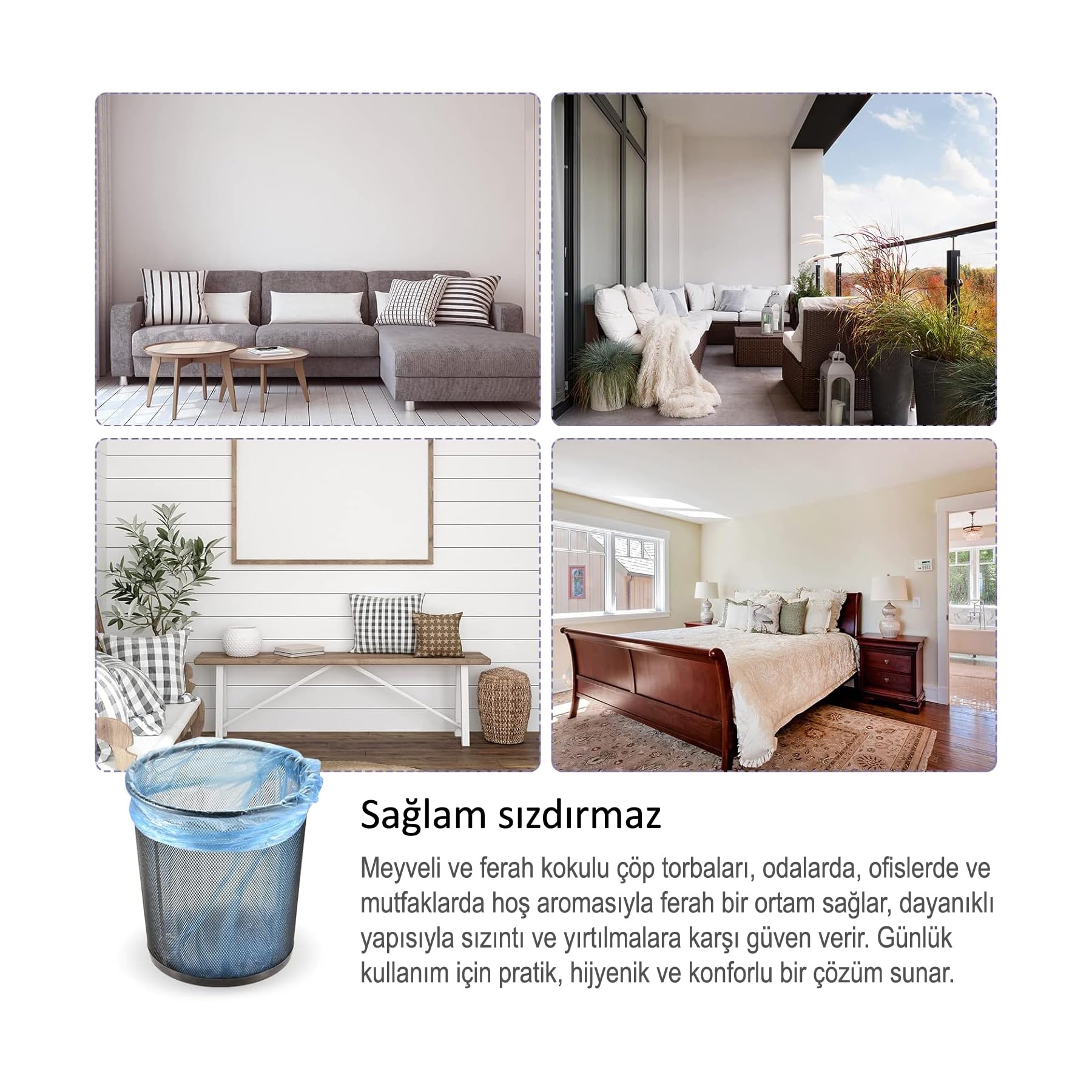 Büyük Boy Çöp Poşeti Çilek Kokulu Pembe Renkli 50 Adet Çöp Torbası Sızdırmaz Tabanlı Dayanıklı ve Yırtılmaya Karşı Güçlü Yüksek Taşıma Kapasitesi Hijyenik ve Pratik Günlük Kullanım için