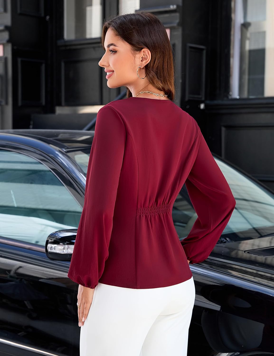 Blooming Jelly Womens Dressy Casual Peplum Tops Long Sleeve Work Blouses Trendy Dress Shirts Business Outfits 2025 - Image 3