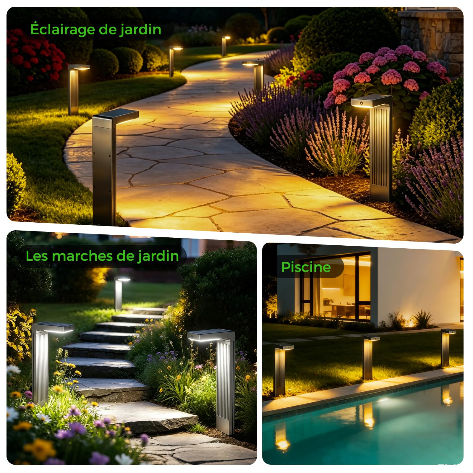 Lot de 4 Lampes Solaires Extérieur avec Détecteur de Mouvement