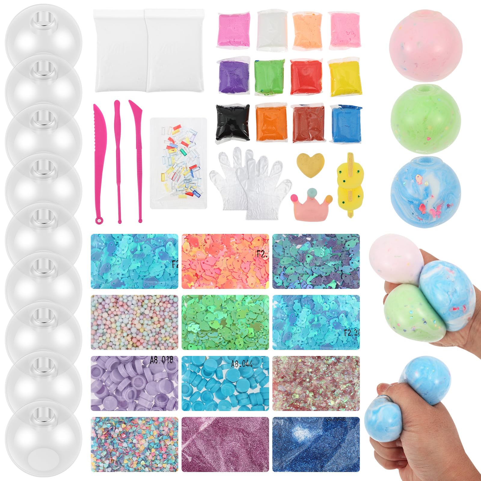 RHAIQBVC DIY Stress Ball Making Kit, Portable Empty Squeeze Toy DIY Kit, Transparent Blank Skin Vacuum Squeezing Stress Ball Making Set for Beginners Adult