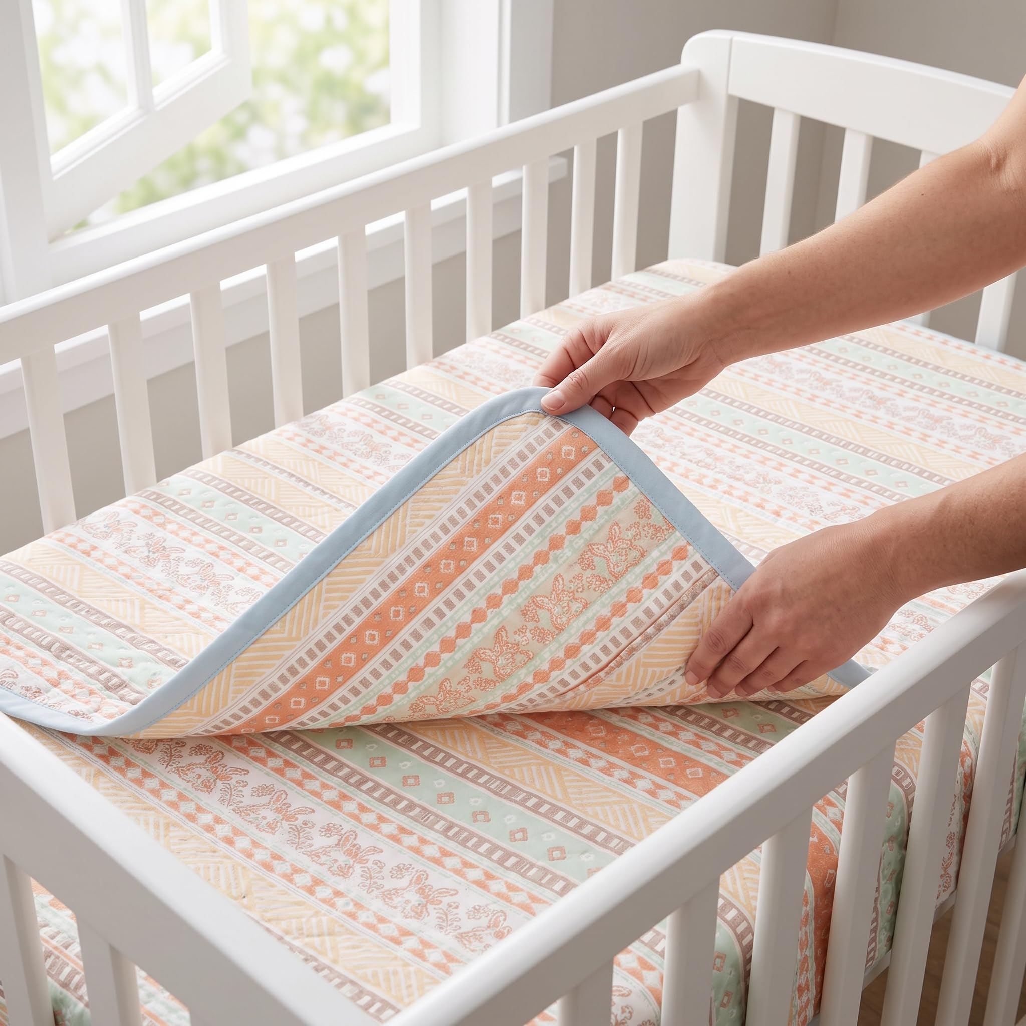 Homyl Lenzuolo con Angoli per Culla e Lettino, in Cotone Reversibile, per Neonati, Traspirante per l'Estate, 120 * 150cm