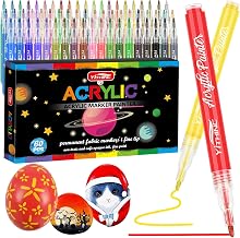 YITHINC Acrylic Markers, 60 Colours Acrylic Permanent Markers for Painting, Crafts, Ceramic, Glass, Fabric, Clothes, Rock, Metal