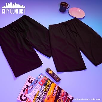 CityComfort Mens Pyjama Shorts - Comfy Lounge Shorts with Pockets Pack of 2