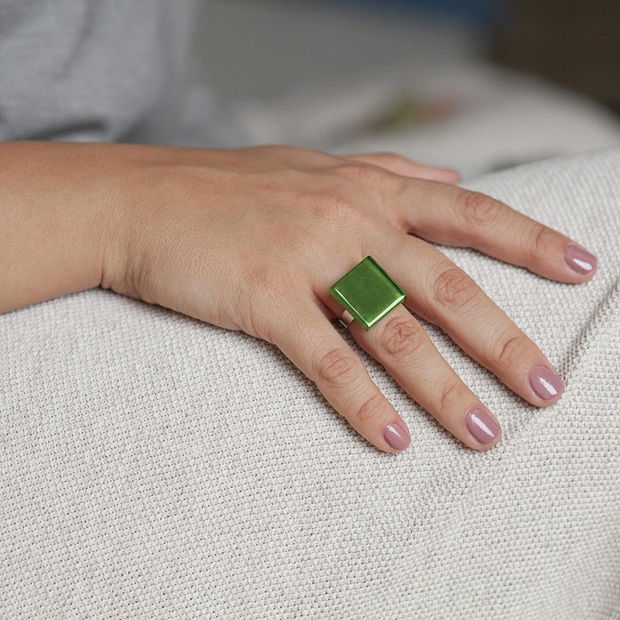 Statement Ring mit Steinen in 20 Farben • Geburtsstein Schmuck Geometrisch • Edelstahlring größenverstellbar (min. Ø 19mm) • handgemacht & nachhaltig