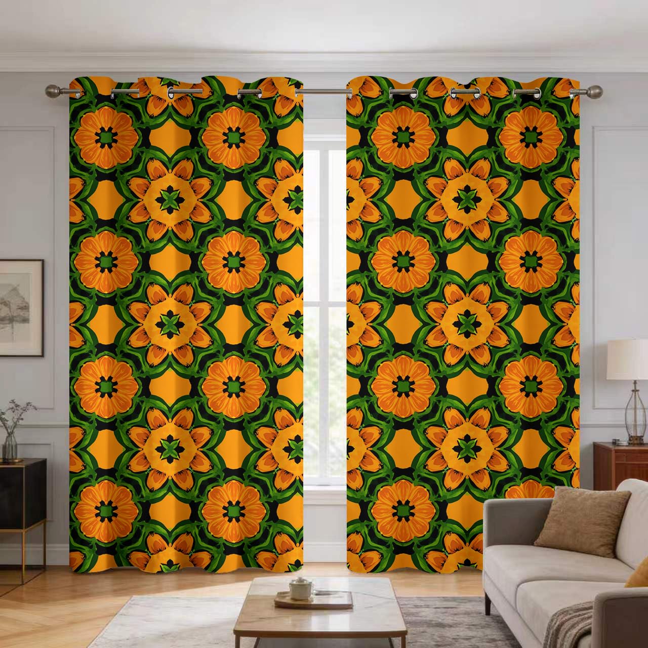 Rideaux occultants thermiques imprimé floral rétro vintage 140x160