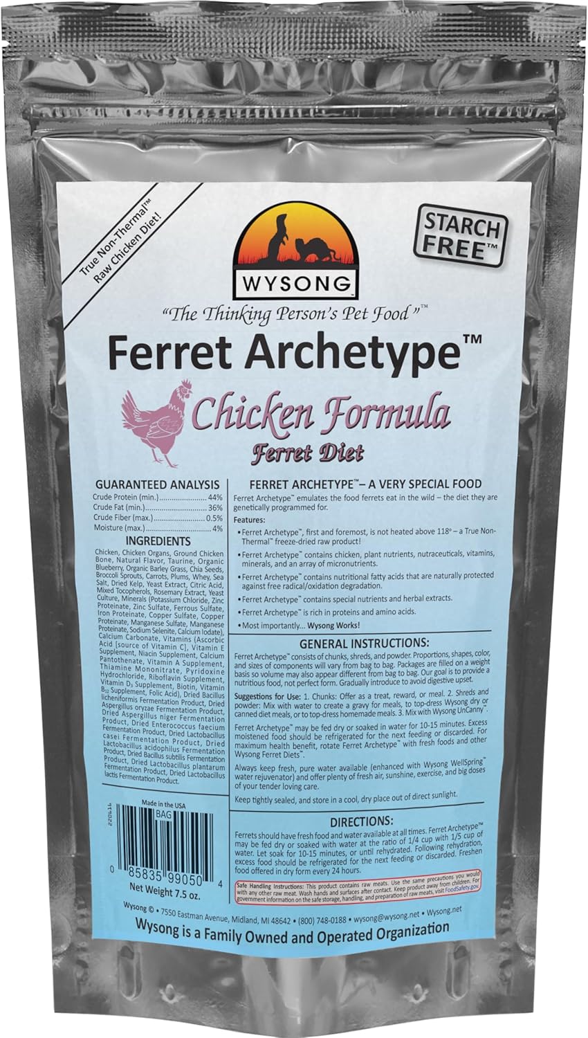 Wysong Ferret Archetype Chicken Formula – Raw Ferret Food – 7.5 Ounce Bag