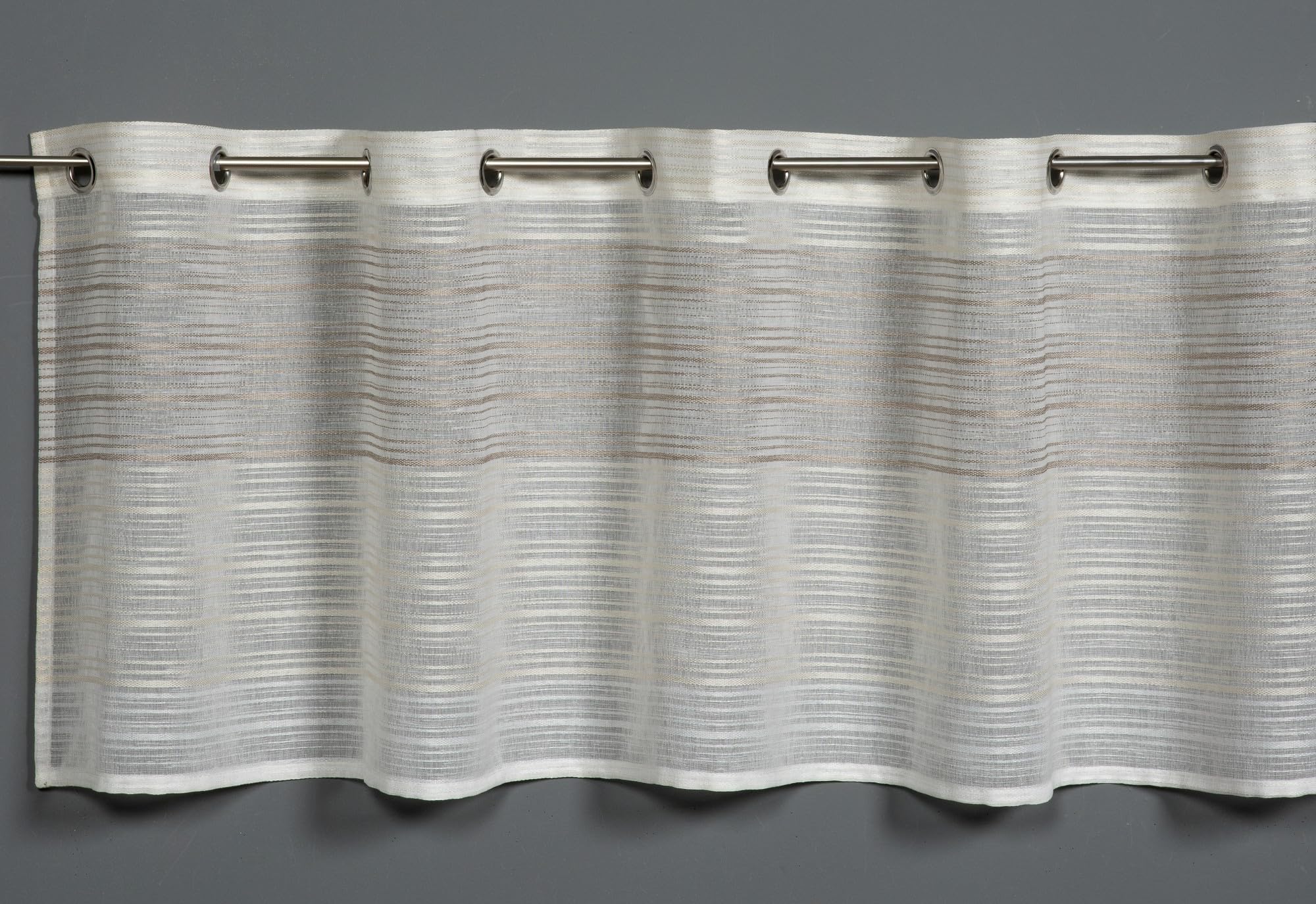 Gardinia Bistro Curtain Woven Stripes Beige 140 x 45 cm