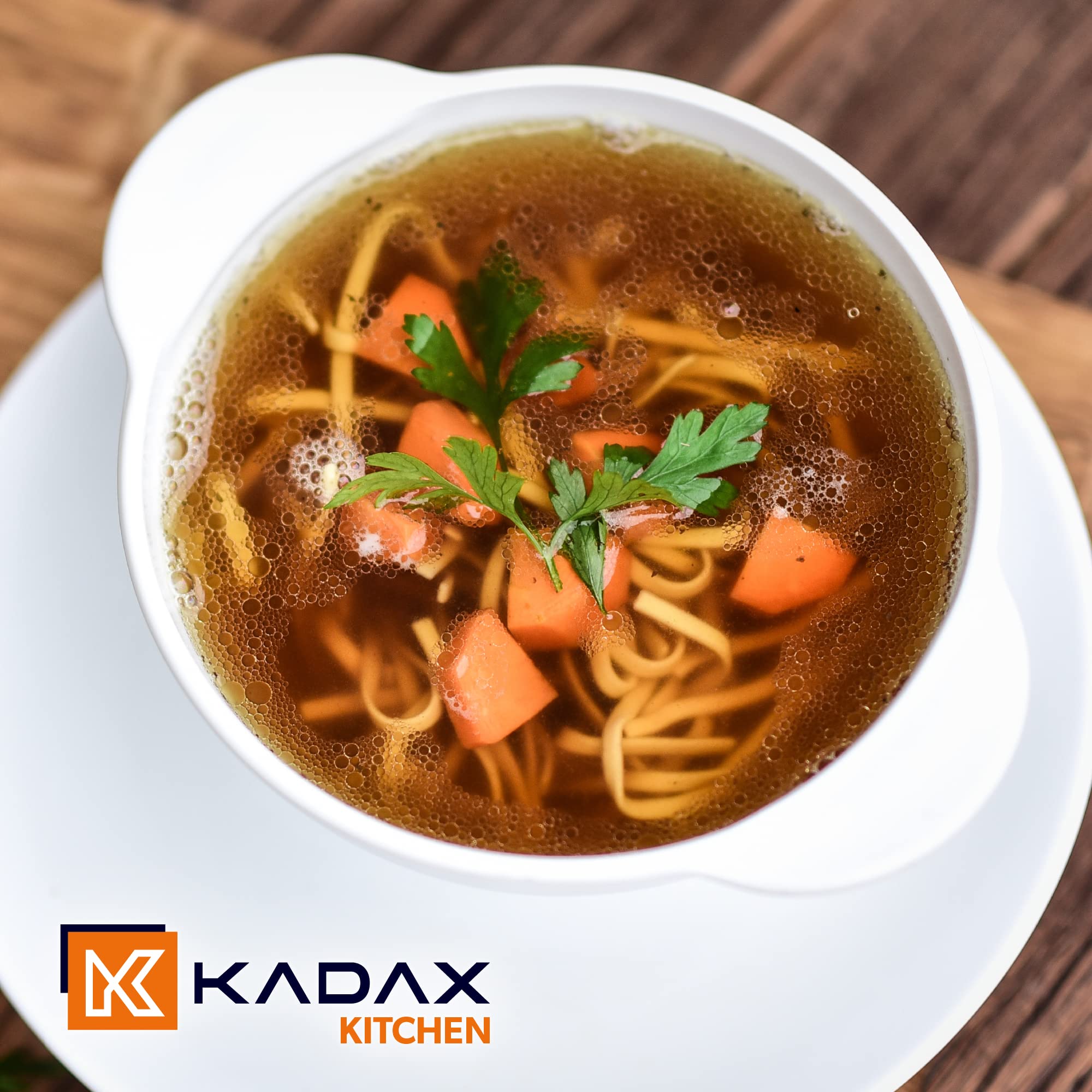KADAX Suppentassen, 650 ml Suppenschüsseln aus verstärktem Glas, 18,5x14x8cm Suppenschalen mit Doppelgriffen, Suppenterrine für Suppen, Cremes, Brühen (650ml / 6 Stück)
