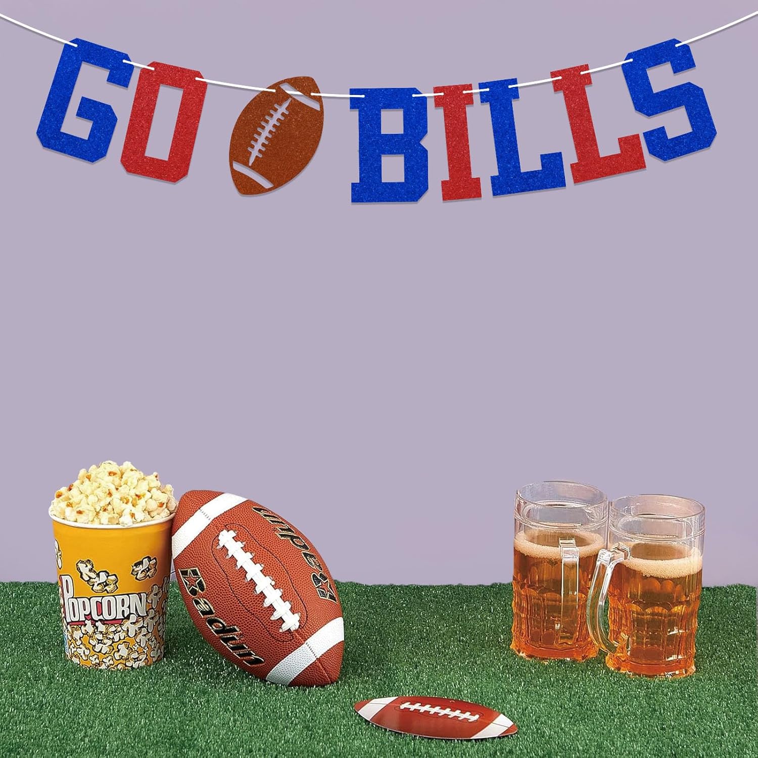 Bills Mafia Banner - Go Bills Banner, Footballs Game Day Decor, Bills Football Game Day Party Decorations Red Blue Glitter - Image 5
