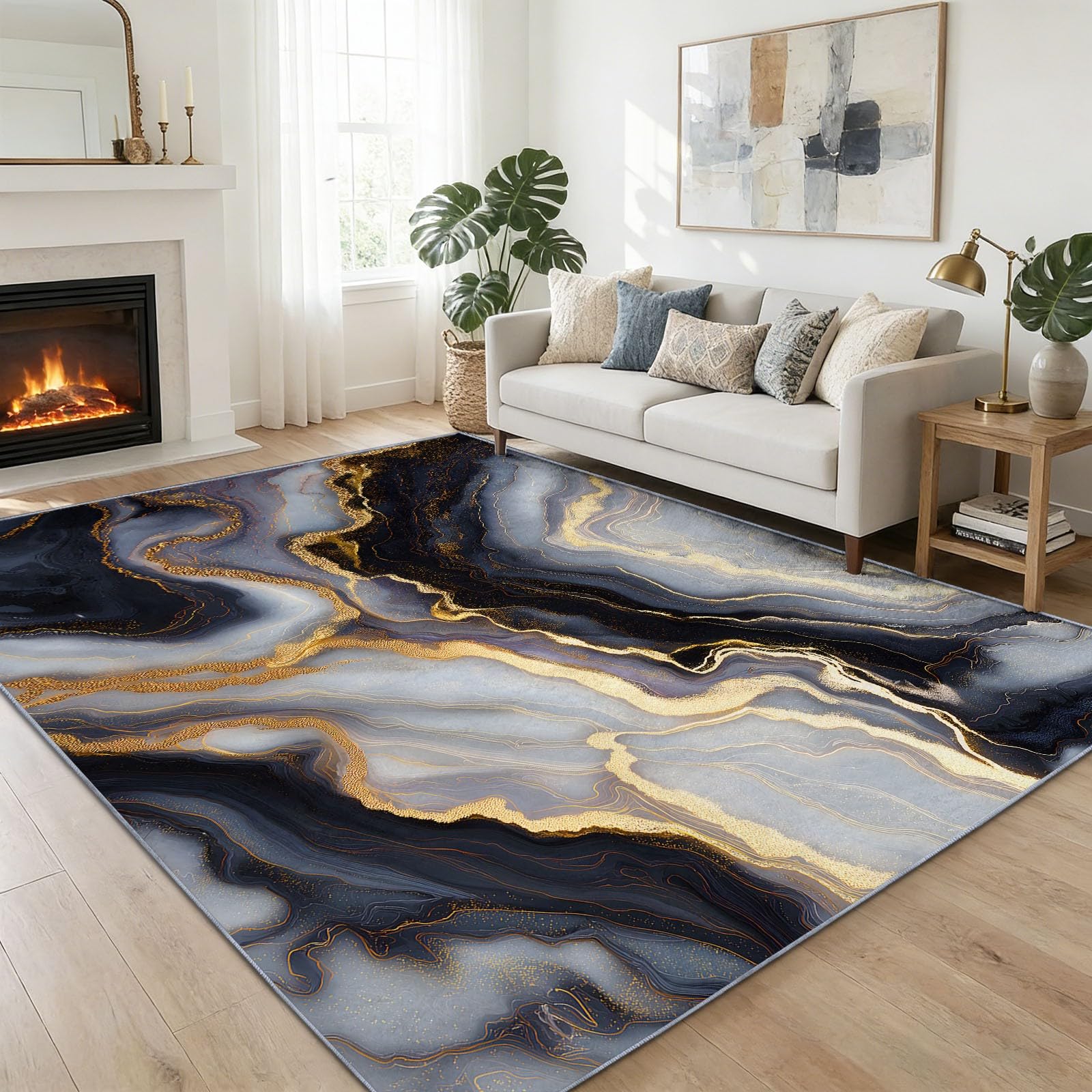 Tapis de chambre marbre design pour une ambiance cosy bureau