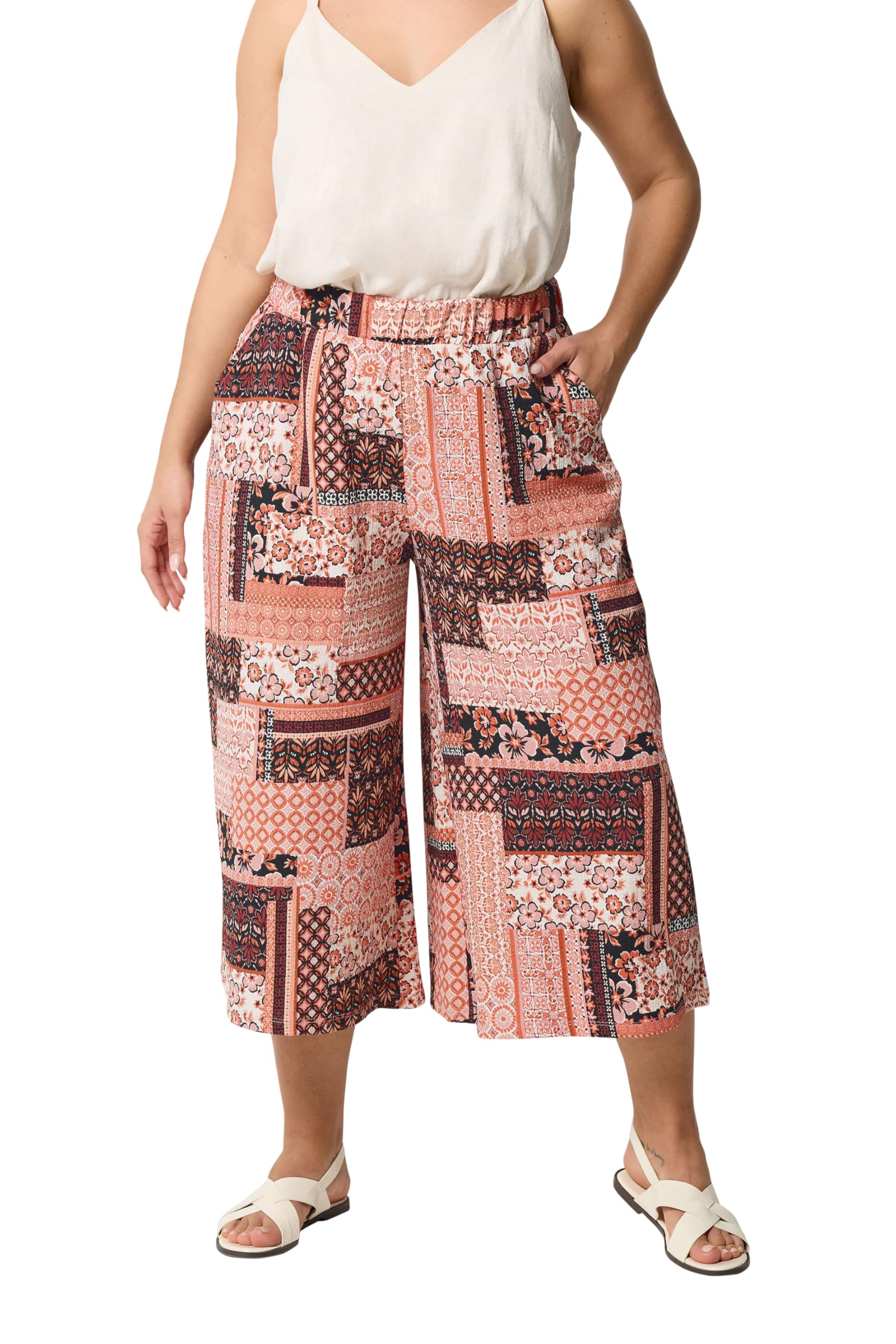 Yours Women's Orange Curve Paisley Culottes - Plus Size Curve