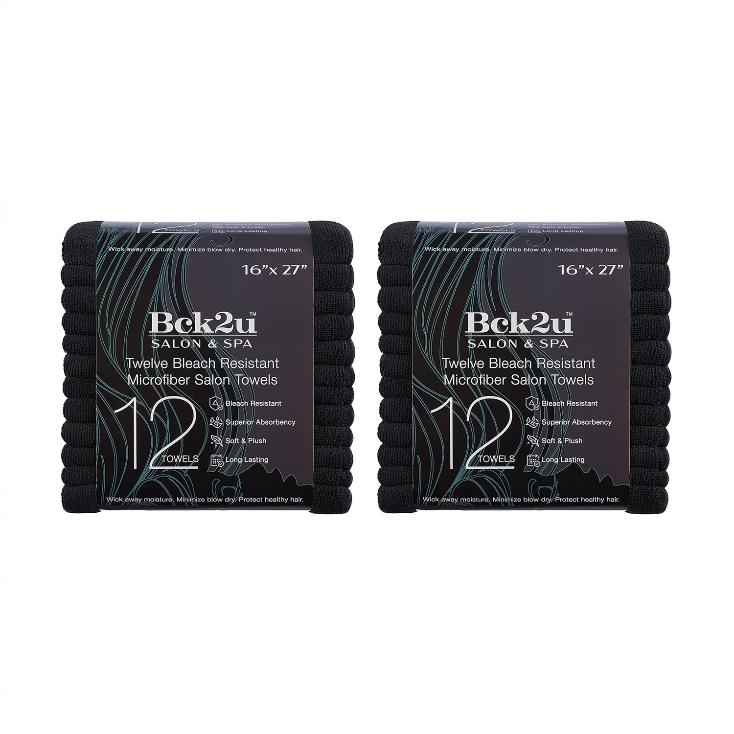 Arkwright Bleach Resistant Salon Towels 24 Pack – Microfiber Hair Towels, Soft, Absorbent, Quick Dry, Lint Free Spa & Barber Towels for Hair Stylist, Nail Salon & Esthetician, 16 x 27, Black