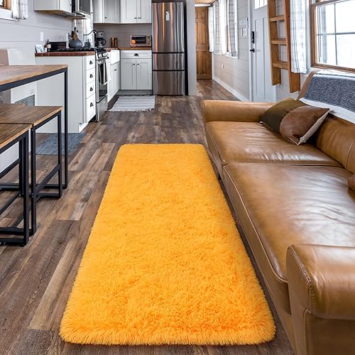 Miniatura 6 de Amearea Alfombra de pasillo peluda para dormitorio, niñas, sala de estar, 2 x 6 pies, extra suave y peluda, antideslizante, alfombra larga para