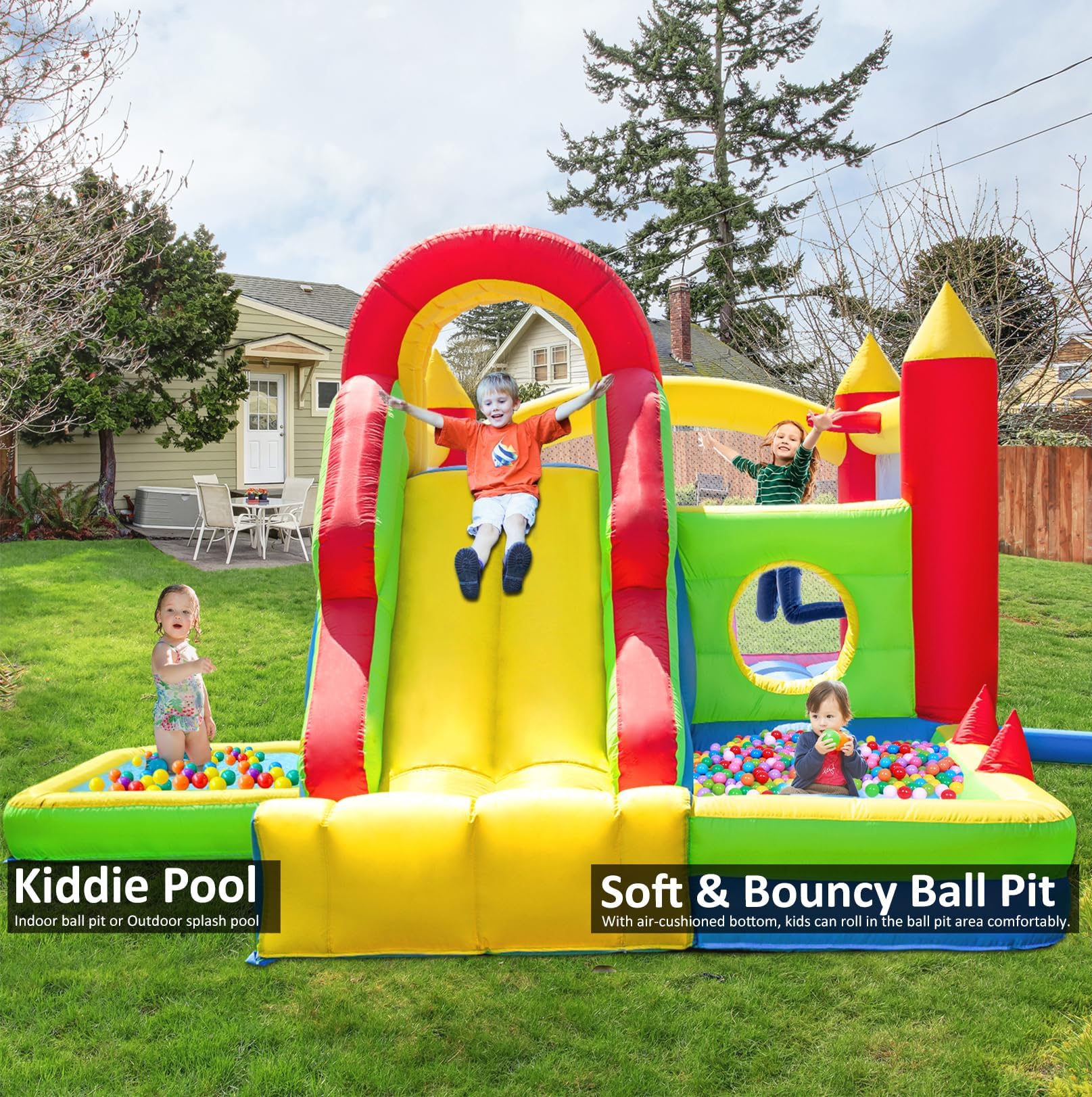 Ballsea Gran Castillo Hinchable para Niños (4,7 × 3,3 × 2,1 m)