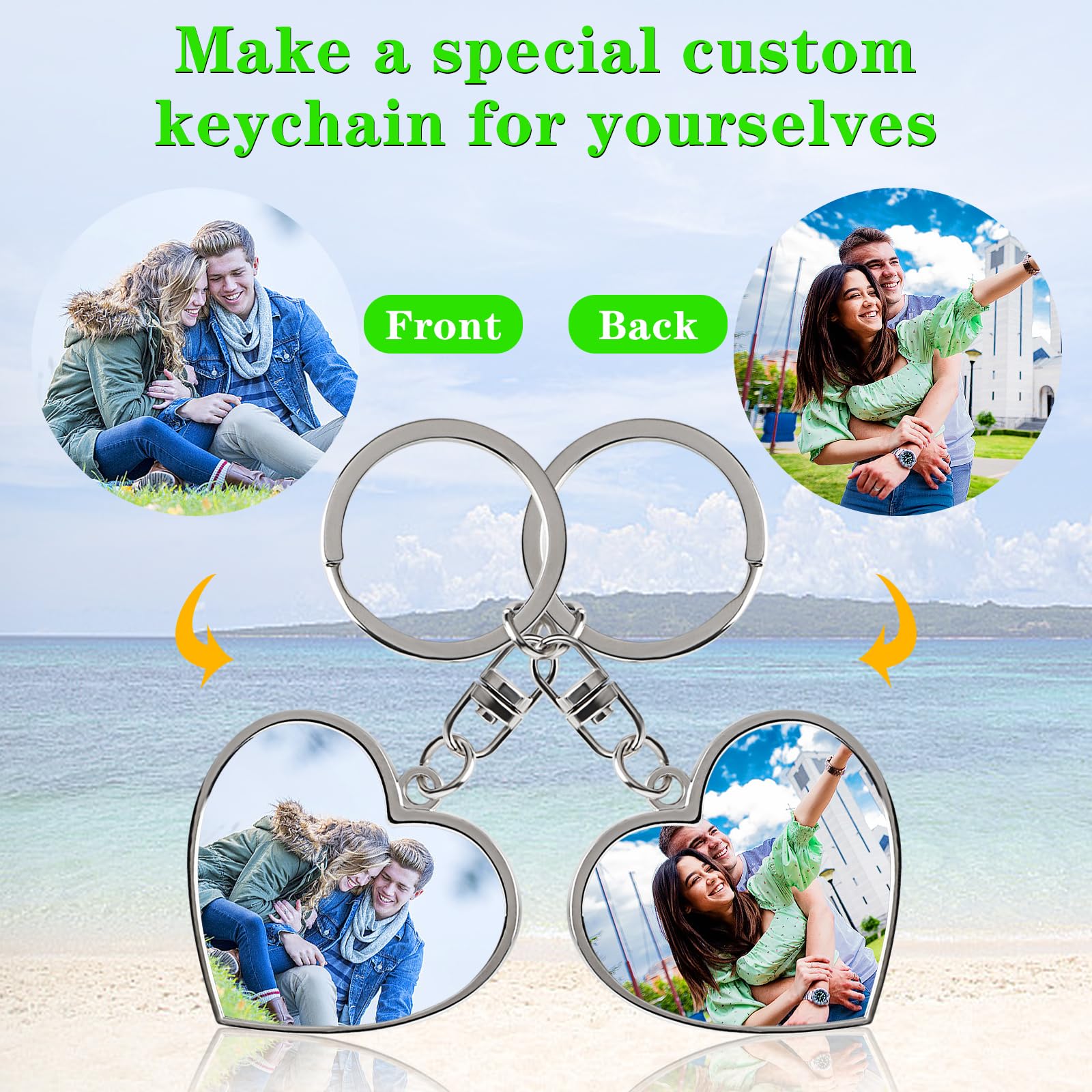 HYPERFOLD Llavero personalizado de doble cara con imagen, grabado personalizado, texto, regalos personalizados para hombres y novios