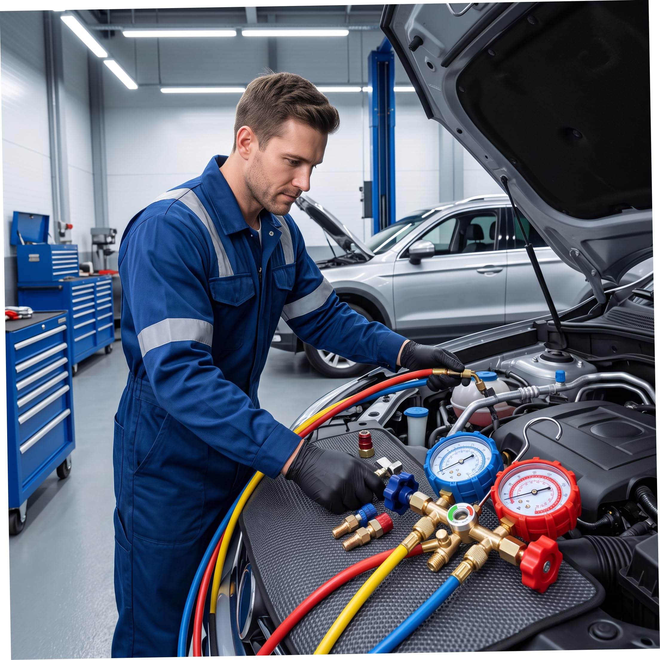 Set manometro AC accurato in rame per refrigerante R22 e R134A, strumento diagnostico professionale per climatizzazione automobilistica, kit di manutenzione