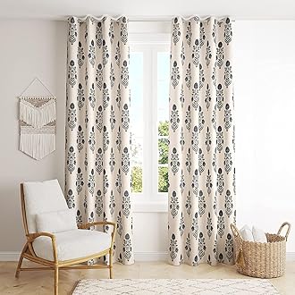 Trance Home Linen Floral Printed 100% Cotton Living Room Bedroom Door and Windows Curtain | 8 Feet Curtains | Premium Semi Room Darkening Parda | Eyelet Ring Parde (8Ft, Aangan Blue) - Set 2