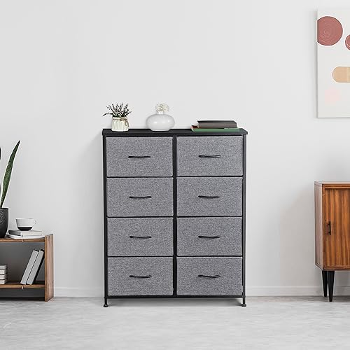Miniatura 4 de ZENY Cómoda de tela para dormitorio, cómoda de almacenamiento con 6 cajones, cómoda con cubos de tela, organizador de cajones de almacenamiento para
