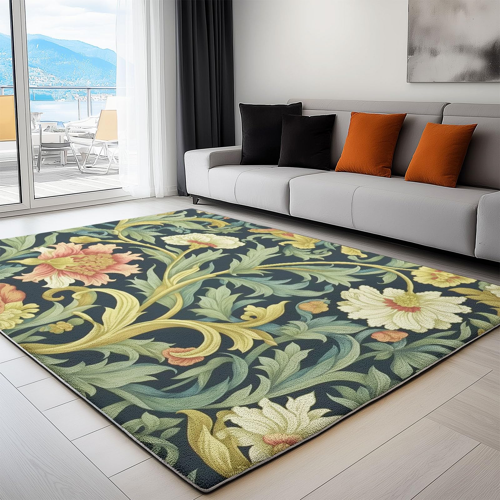 Tapis de salon lavable 120x170 moquette chambre couloir antidérapant