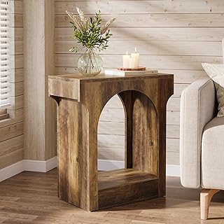 Tribesigns Wooden Side Table with Storage Space