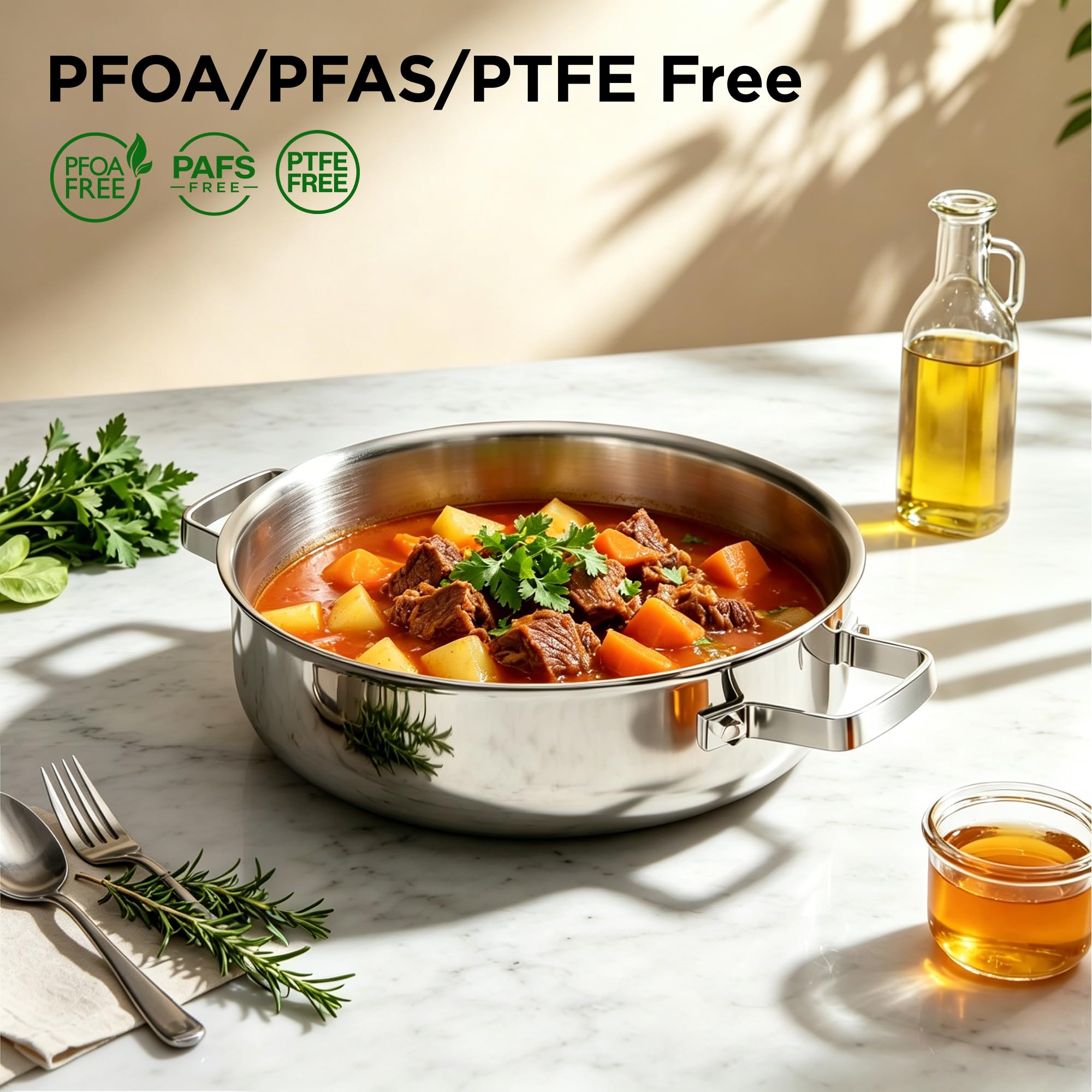 COOKER KING 5Qt Sauté Pan - Stainless Steel Braiser -2 COOKER KING 5Qt Sauté Pan - Stainless Steel Braiser -2