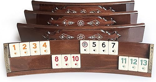 Miniatura 3 de Juego de Rummi liso de mosaico de madera elíptica hecha a mano con incrustaciones de madera de palisandro natural juego de Rummy - Juego de Rummy -