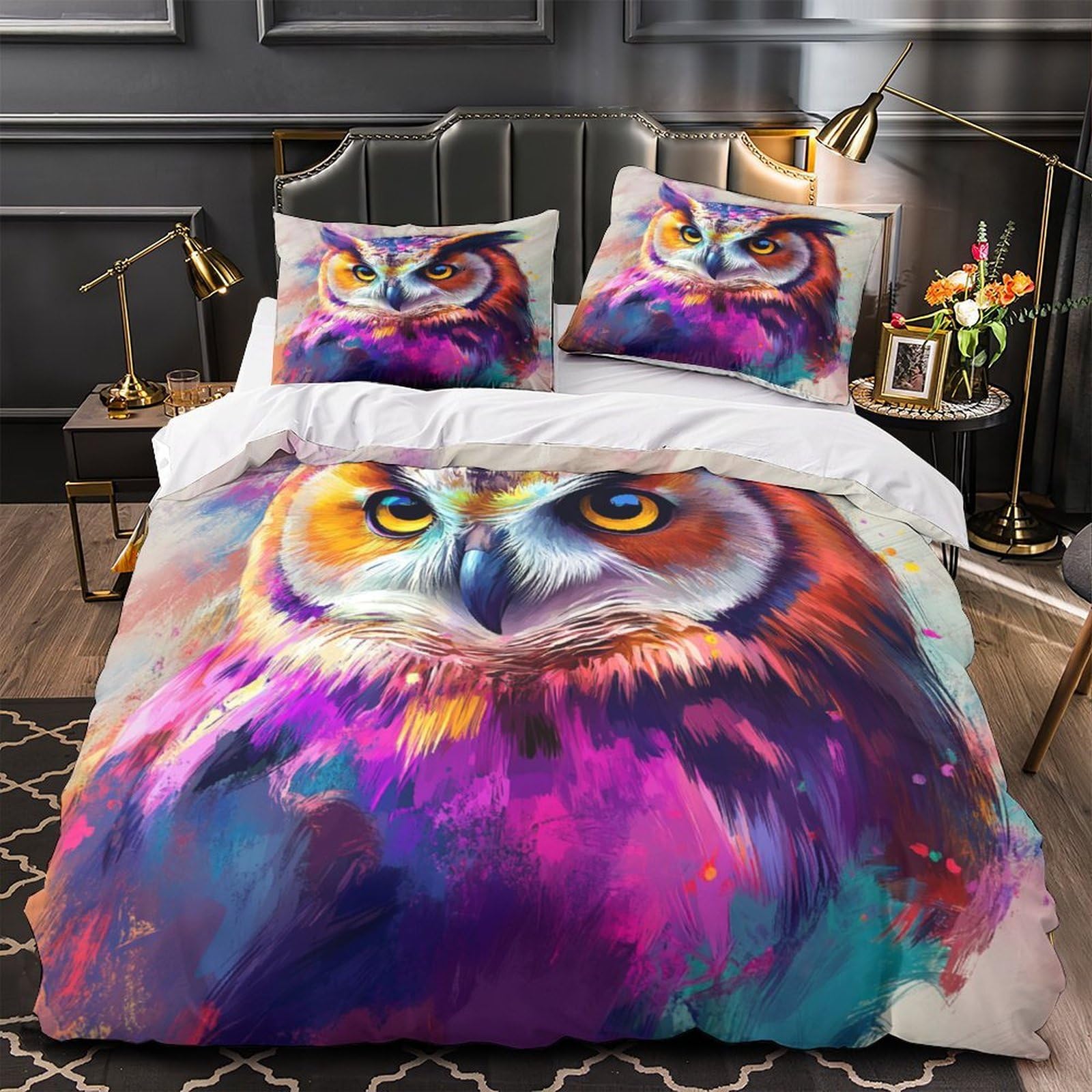 Housse de couette hibou coloré pour illuminer la chambre des enfants et des adolescents