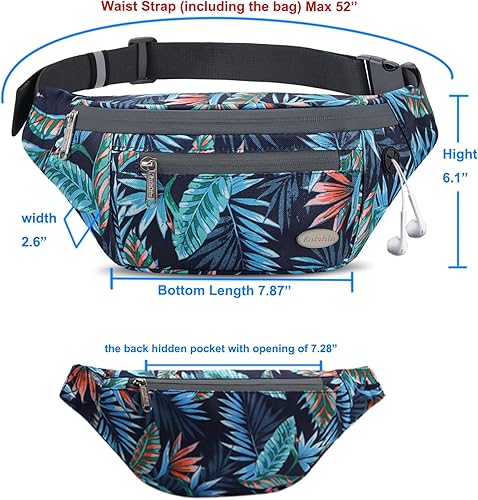 Miniatura 102 de Entchin Riñonera para mujeres y hombres, bolsa cruzada con 4 bolsillos con cremallera, bolsa de cintura ajustable, uno de los regalos esenciales