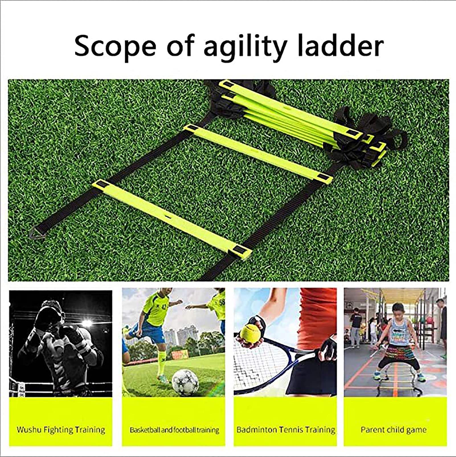 Scala di agilità Scaletta Agile Da 4.8m, Scala Di Addestramento Della Velocità Pieghevole, Scalabilità Attrezzature Per Il Fitness Scala Di Velocità, Adatto Per Scopi All'aperto Vari Scenari Di Formaz