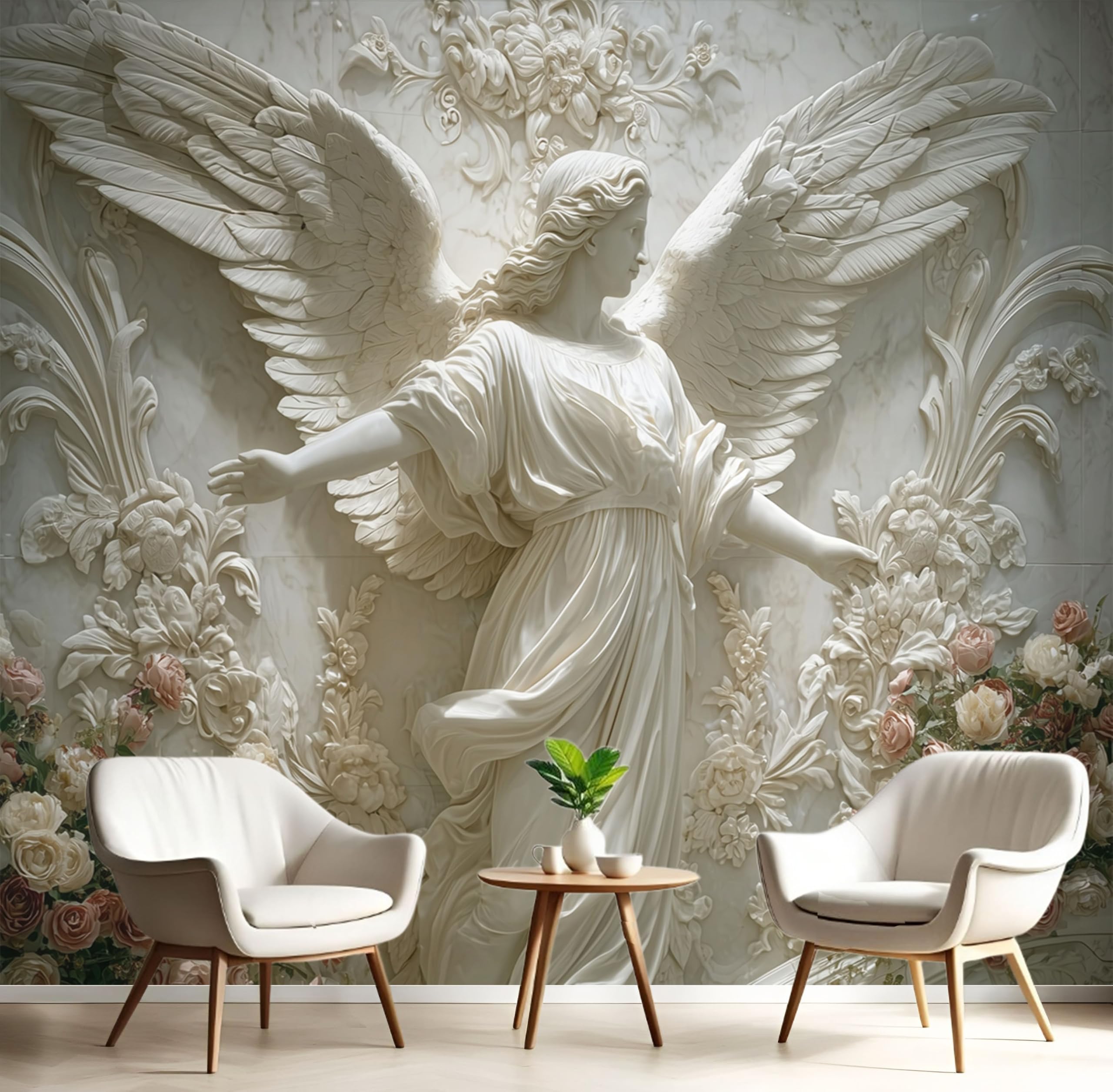 Papier peint relief 3D ange élégant pour sublimer une chambre d'enfant