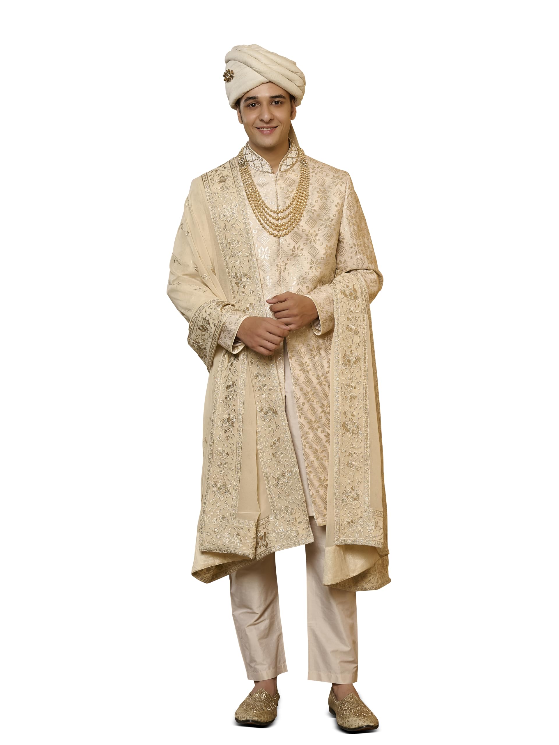 tasva Gold Regal Motif Sherwani Set-picture-29
