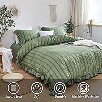 Vista 2 de MILDLY Funda de edredón con volantes tamaño King – Juego de ropa de cama de sirsaca con volantes bohemios y elegantes de 3 piezas, 100% microfibra