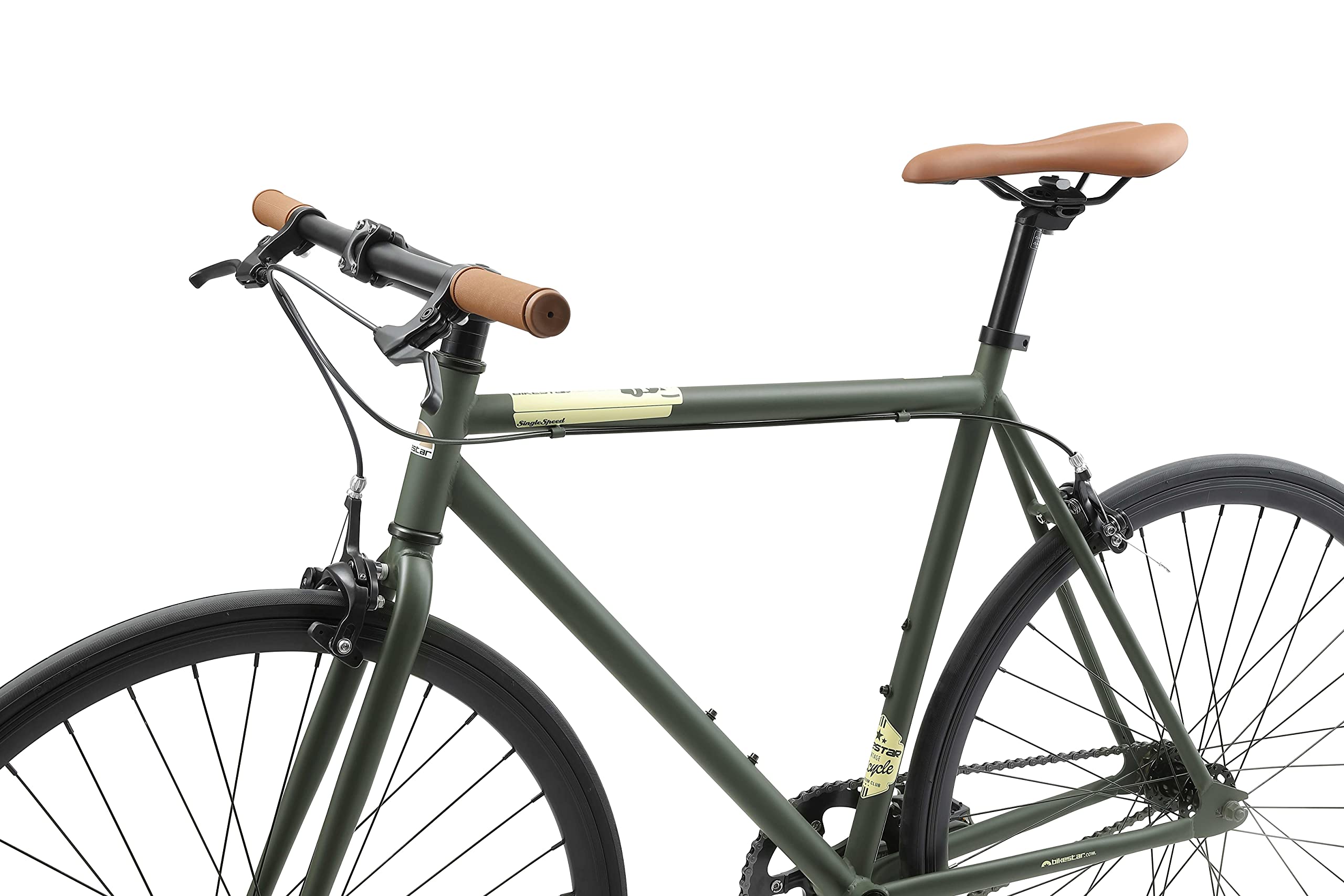 BIKESTAR Bicicleta de Paseo, Single Speed 700C Ruedas 28" | Bici de Carretera Cuadro 53 cm Retro Vintage Bici de Ciudad para Hombres y Mujeres