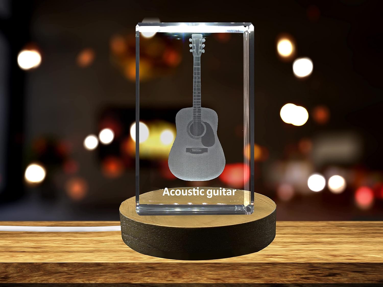 Acoustic Guitar 3D Engraved Crystal 3D Engraved Crystal Keepsake/Gift/Decor/Collectible/Souvenir (Medium)