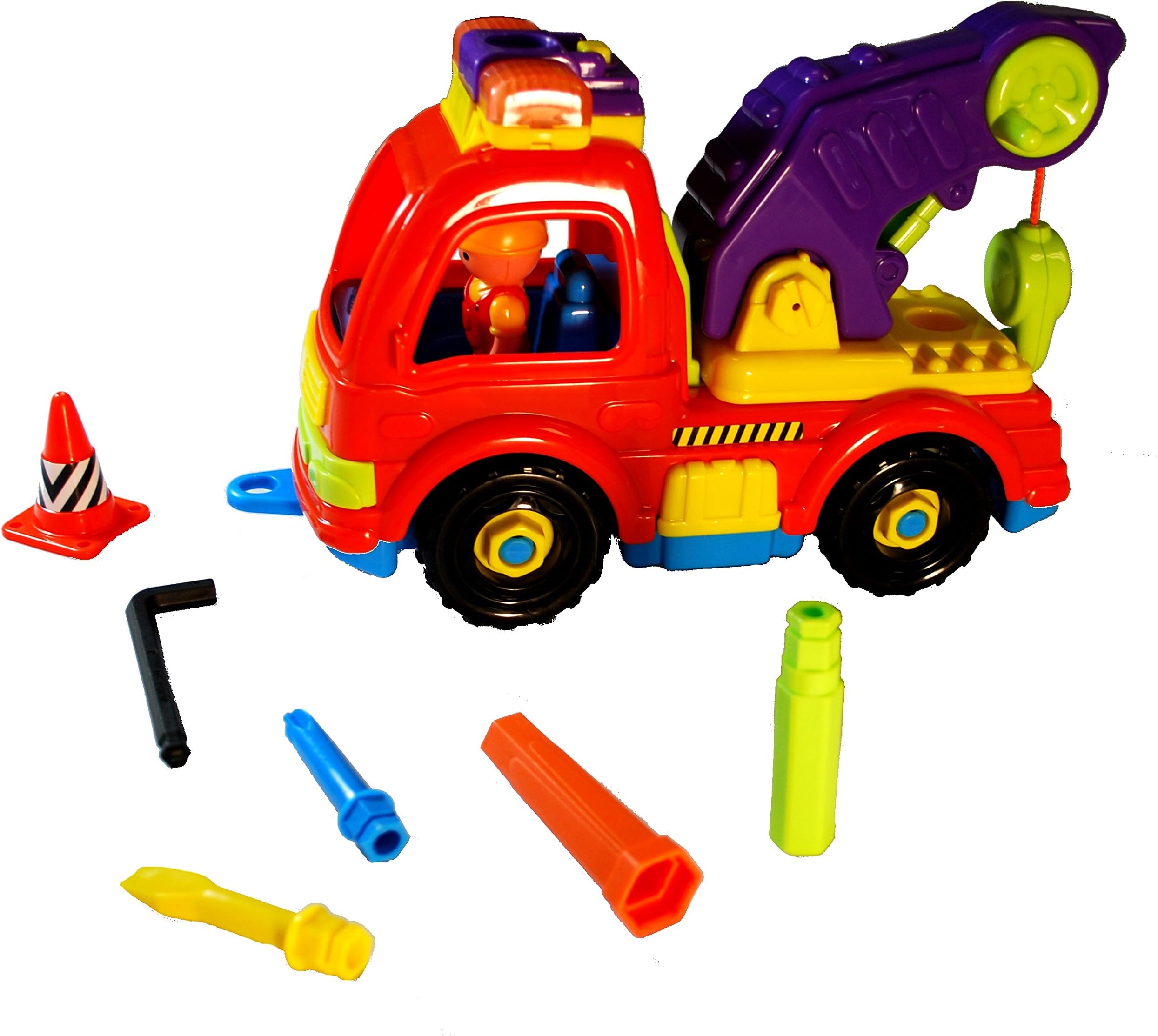 Take A Part Tow Truck Set Lights & Sound (Orange, Purple & Yellow)