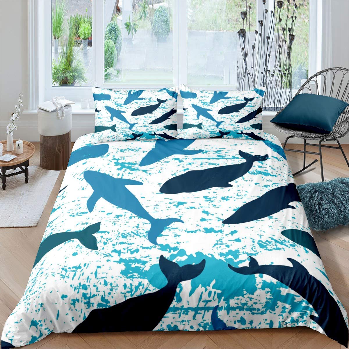 Feelyou Shark Themed Duvet Cover Set - Under Sea Animals Bedding For Kids Boys Girls, Toddler To King Sizes