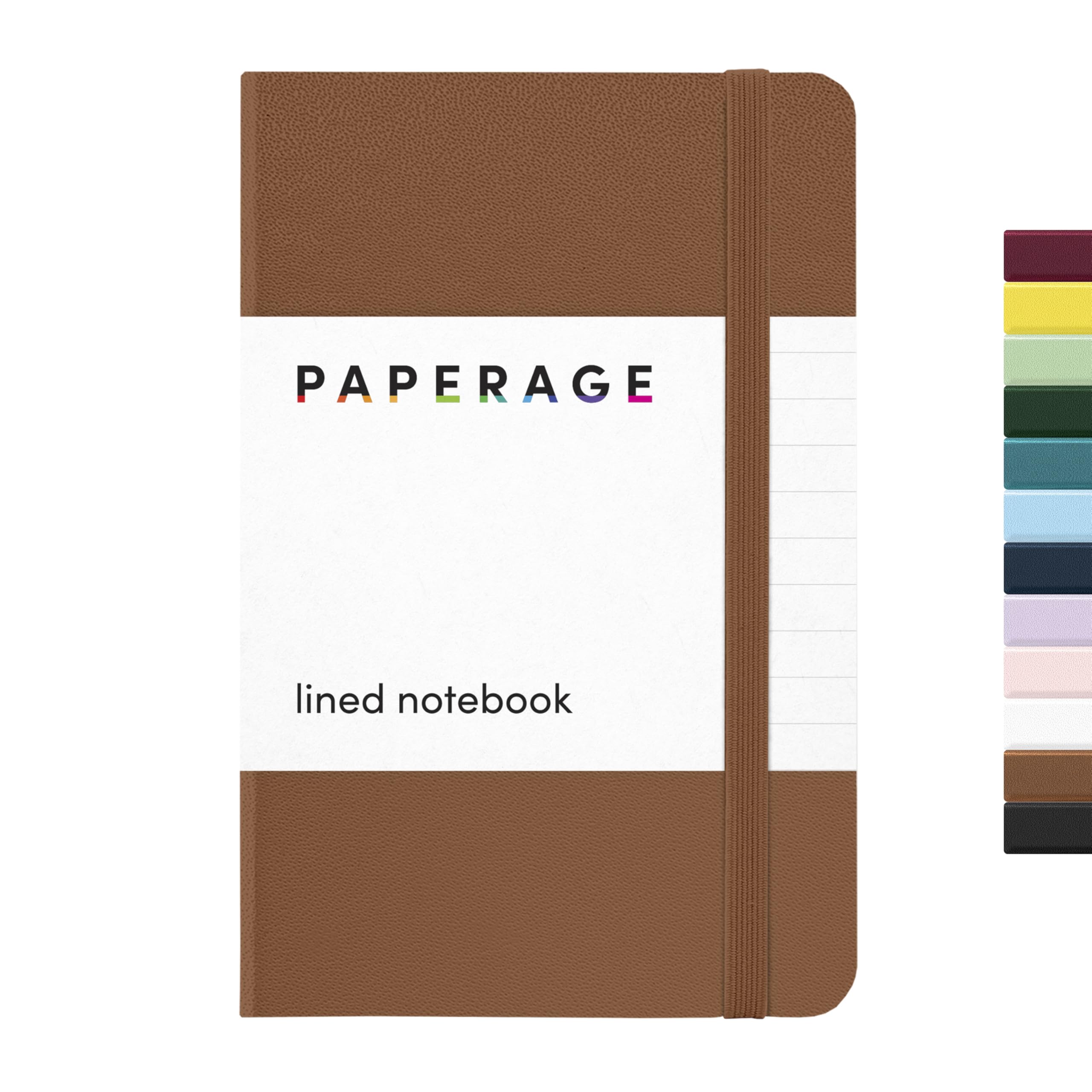 PAPERAGE Lined Pocket Journal Notebook, 1 Pack, (Cognac), 160 Pages, Small, 3.6 inches x 5.6 inches - 100 GSM Thick Paper, Hardcover