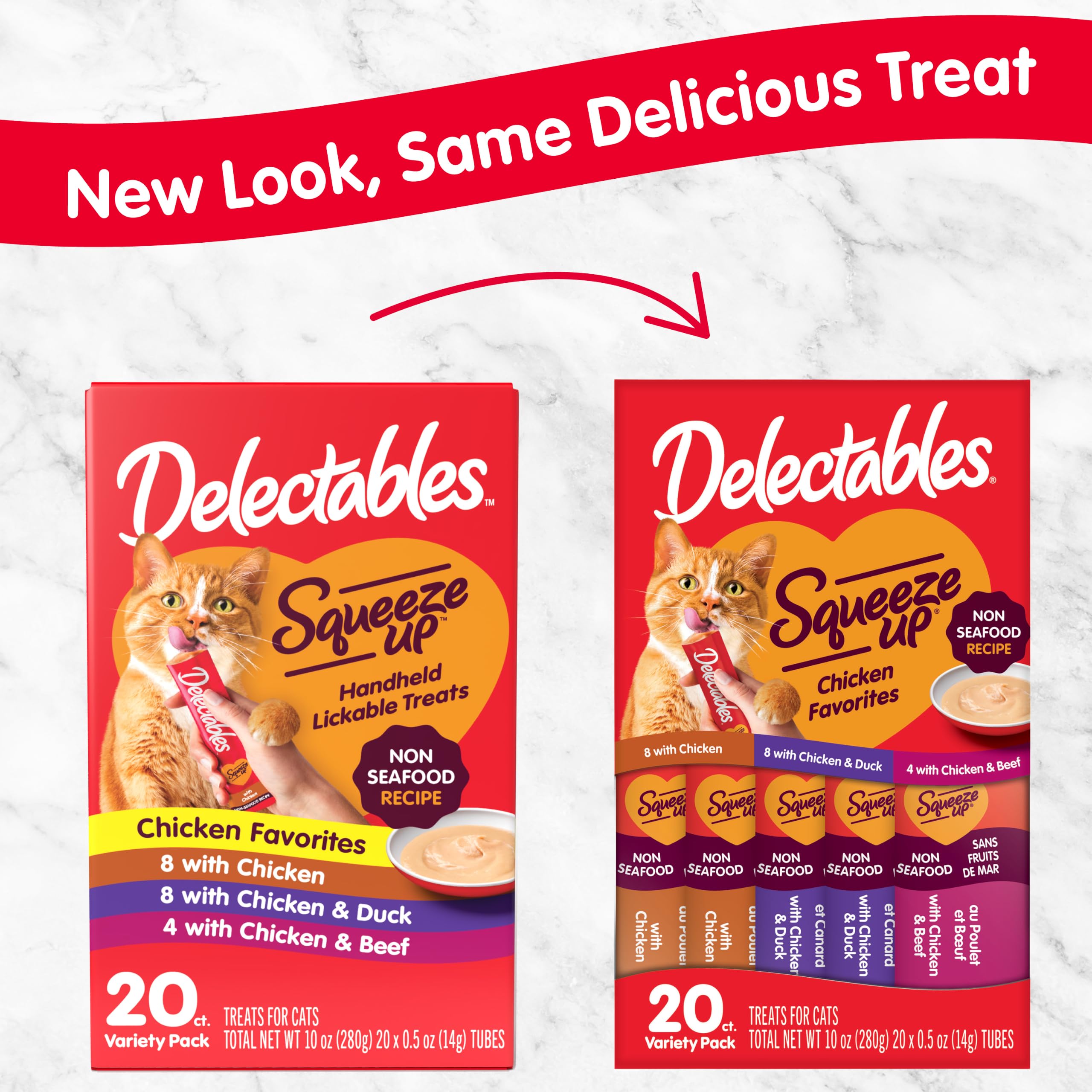 Delectables Squeeze Up Lot de 20 friandises à lécher pour chat sans fruits de mer