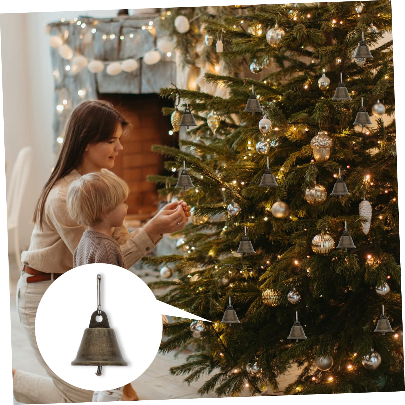 75 Pezzi Campana Di Corno Di Bronzo Campane Appese Di Natale Campane Rustiche Per L'Artigianato Ornamenti Di Di Natale Piccole Di Bronzo Appese Ciondolo Appeso