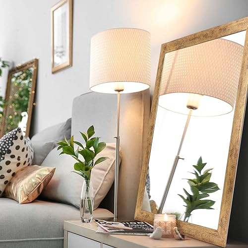 Miniatura 3 de Espejo decorativo de pared para colgar horizontal y vertical, rectangular, marco estándar de 16 x 20 pulgadas (dorado)