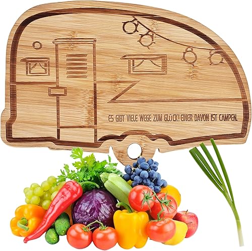 Tabla de cortar retro para acampar, tabla de cortar de madera para acampar, decoración de cocina de caravana, tabla de cortar grabada para caravana,